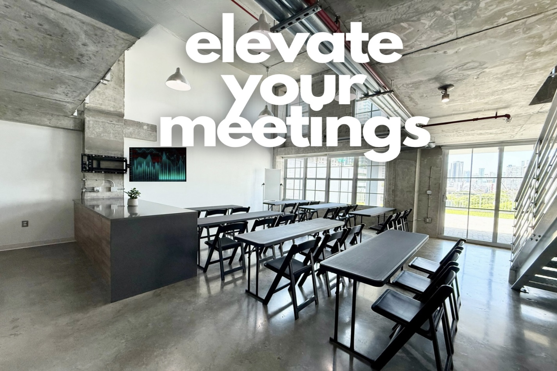 Crysp Studio offers a modern boardroom style setting with breakout areas,